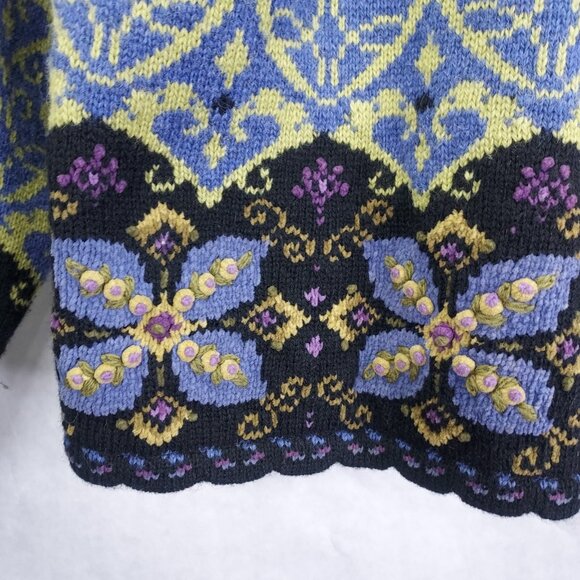 Icelandic Design Edelweiss Cardigan Wool floral Lined Jacket Metal Clasp VTG - Picture 2 of 13